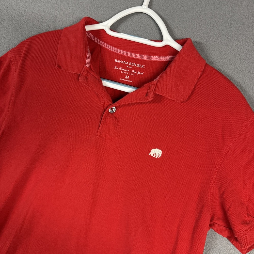 Banana Republic Polo Shirt Mens Medium Red Performance Stretch Elephant Cotton